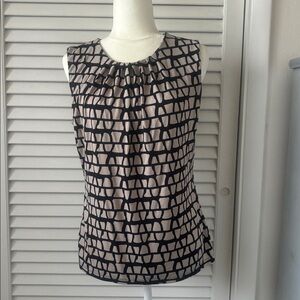 Calvin Klein Black and Cream Patterned Top